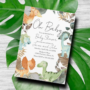 Dinosaurus Jungle Wild Details Baby Shower Kaart