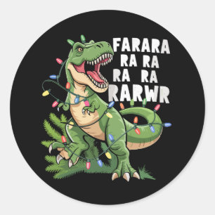Dinosaurus Kerstboom Rex Kerstcadeaus Ronde Sticker