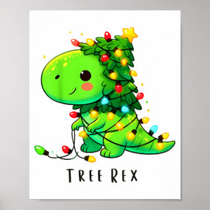 Dinosaurus Kerstboom Rex Pyjama Heren Jongens Kers Poster