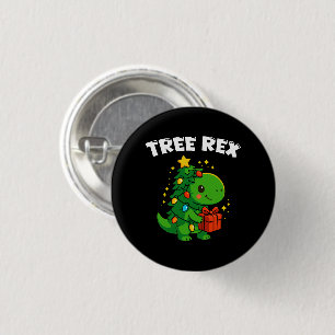 Dinosaurus Kerstboom T-Rex Schattige Dino Kerstfee Ronde Button 3,2 Cm