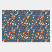 Dinosaurus Kerstfeest Blauw Inpakpapier Vel (Voorkant 2)