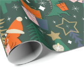 Dinosaurus Kerstfeest Groen Cadeaupapier (Rol Hoek)