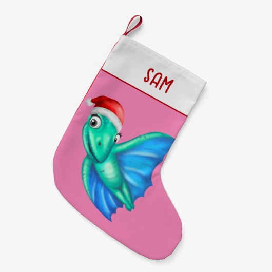 Dinosaurus Kerstkousen | Schattigee dinosaurus roz Kleine Kerstsok (Voorkant (Hangend))