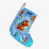 DINOSAURUS KINDER GEPERSONALISEERD KLEINE KERSTSOK (Voorkant (Hangend))