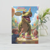 Dinosaurus kinder verjaardagskaart kaart (Staand voorkant)