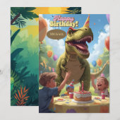 Dinosaurus kinder verjaardagskaart kaart (Voorkant / Achterkant)
