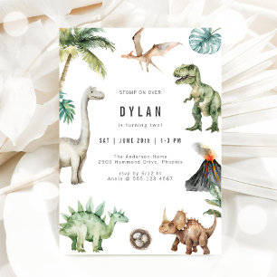 Dinosaurus Kinderen Verjaardagsfeest Uitnodiging
