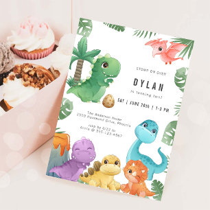 Dinosaurus Kinderen Verjaardagsfeest Uitnodiging