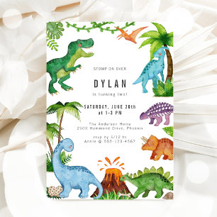 Dinosaurus Kinderen Verjaardagsfeest Uitnodiging