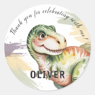 Dinosaurus Kinderen Verjaardagsfeestje Bedankt Ronde Sticker