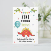 Dinosaurus kinderfeestje uitnodiging (Staand voorkant)