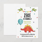 Dinosaurus kinderfeestje uitnodiging (Voorkant / Achterkant)