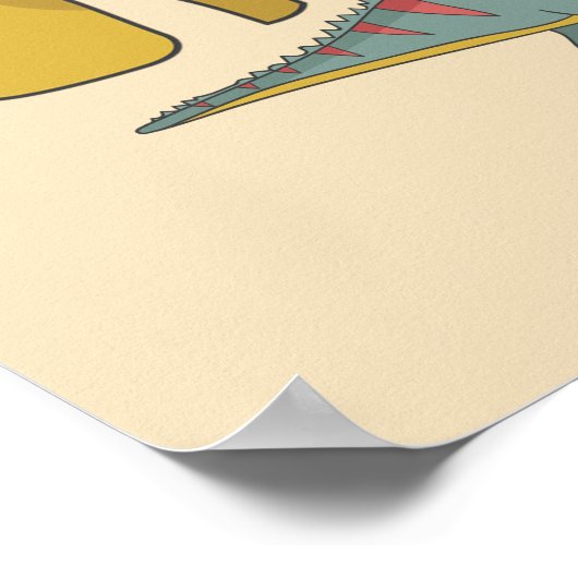 Dinosaurus Kindernaam Persoonlijk Poster (Hoek)