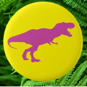 Dinosaurus Kleurrijk Geel Ronde Button 5,7 Cm