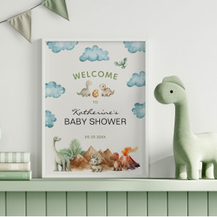 Dinosaurus komt binnenkort uit Ei Baby Shower Welk Poster