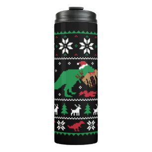 Dinosaurus Lelijke Kerstmis Grappige Kerstmis Thermosbeker