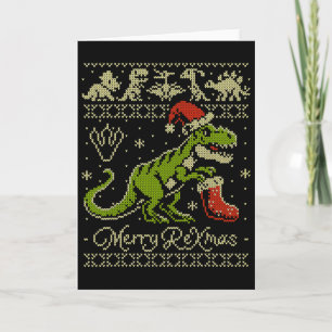 Dinosaurus lelijke kersttrui - Grappig Kerstmis  Kaart
