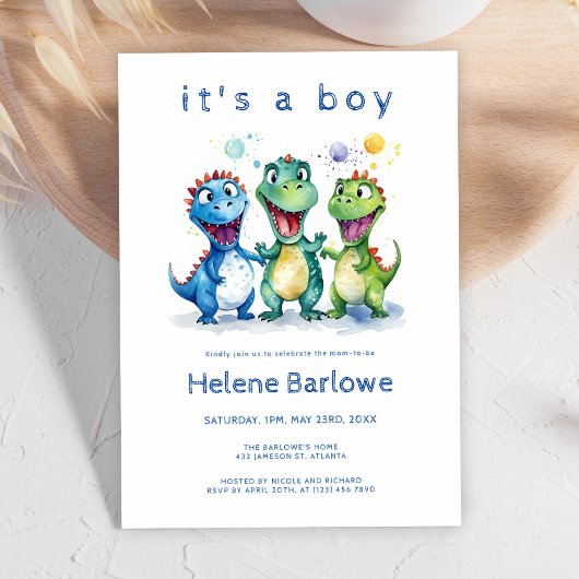 Dinosaurus Leuk Baby shower Kaart