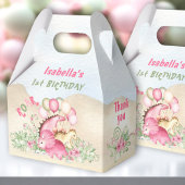 Dinosaurus Meisje Pastel Roze Groen 1e Verjaardag Bedankdoosjes