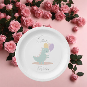 Dinosaurus Meisje Roze Blauw Lila Verjaardagsfeest Papieren Bordje
