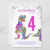 Dinosaurus Meisje Verjaardagsfeest Kaart (Voorkant)