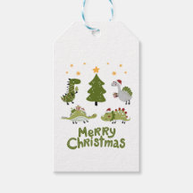 Dinosaurus 'Merry Christmas' Design Gift Label