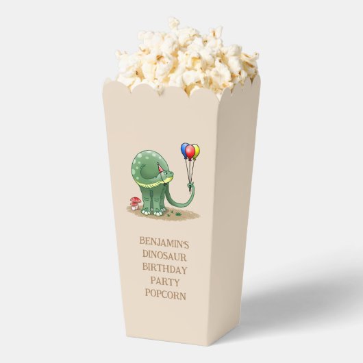 Dinosaurus met ballonnen Popcorn Bedankdoosjes (Popped)