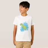 Dinosaurus met Blauwe Verf T-shirt (Voorkant volledig)