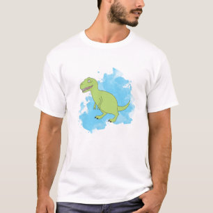 Dinosaurus met Blauwe Verf T-shirt
