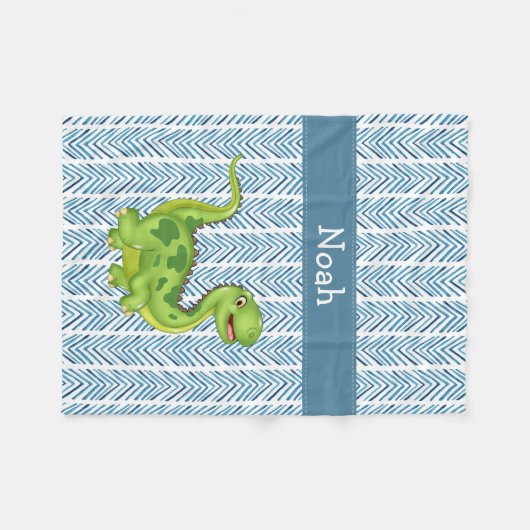 Dinosaurus met de naam van het kind fleece deken (Voorkant (Horizontaal))
