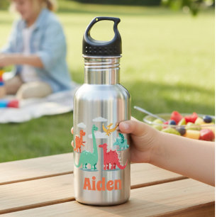 Dinosaurus met monogram waterfles