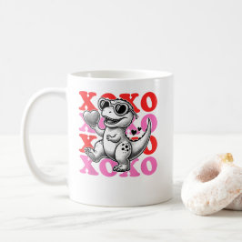 Dinosaurus met Xoxo-patroon voor Valentijnsdag Koffiemok