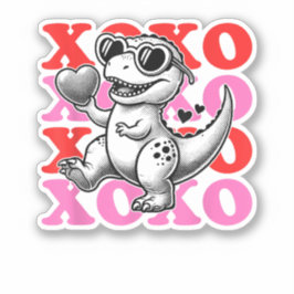 Dinosaurus met Xoxo-patroon voor Valentijnsdag Sticker