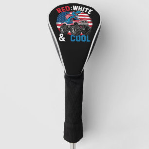 Dinosaurus Monster Truck Dino 4th van juli Vlag Jo Golfheadcover