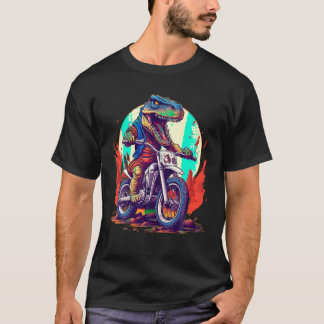 Dinosaurus Motor Fiets Rijden Grappige Vuilfiets B T-shirt