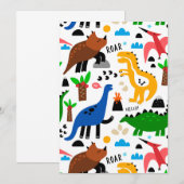 Dinosaurus naadloos patroon bedankkaart (Voorkant / Achterkant)