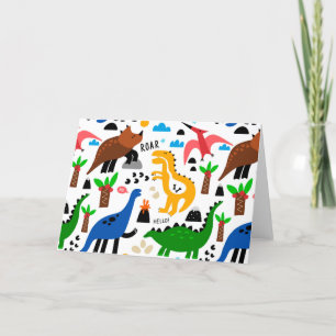 Dinosaurus naadloos patroon feestdagen kaart