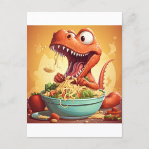 Dinosaurus noedels illustratie briefkaart
