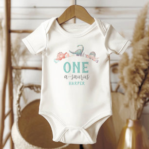 Dinosaurus One-A-Saurus 1e Verjaardag Baby Romper