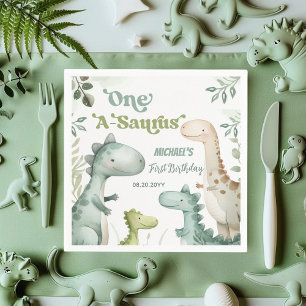Dinosaurus One-A-Saurus Jongen 1e Verjaardag Servet