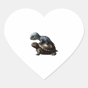 dinosaurus op schildpad Kopie Hart Sticker