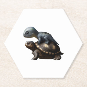 dinosaurus op schildpad Kopie Kartonnen Onderzetters