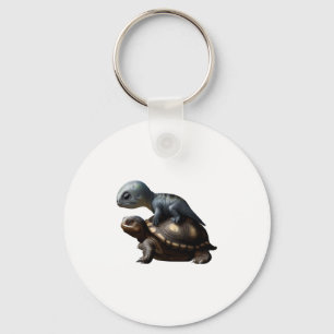 dinosaurus op schildpad Kopie Sleutelhanger