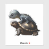 dinosaurus op schildpad Kopie Sticker (Vel)