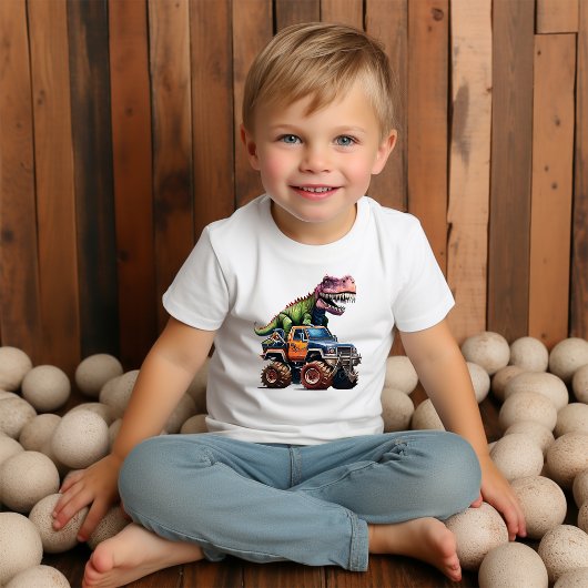 Dinosaurus op Vrachtwagen Tri-Blend Shirt