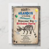 Dinosaurus opgraving verjaardagsuitnodiging rustie kaart (Voorkant)