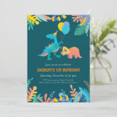Dinosaurus Party Verjaardag Uitnodiging (Staand voorkant)