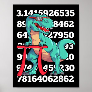 Dinosaurus Pi-dag T Rex Grappige Wiskunde 3.14 Ler Poster