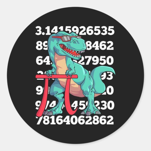 Dinosaurus Pi-dag T Rex Grappige Wiskunde 3.14 Ler Ronde Sticker (Voorkant)