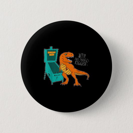 Dinosaurus Pinball Wizard Arcade Machine Speler Af Ronde Button 5,7 Cm (Voorkant)